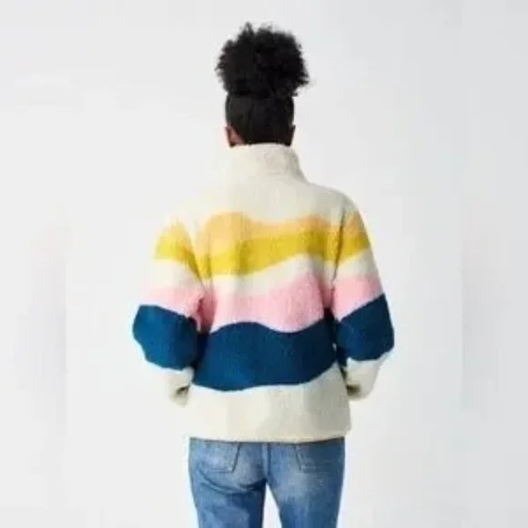 Faherty Women's Multicolor Sun and Wave Faux Sherpa Full Zip Size Xsmall 2980 - Picture 14 of 16